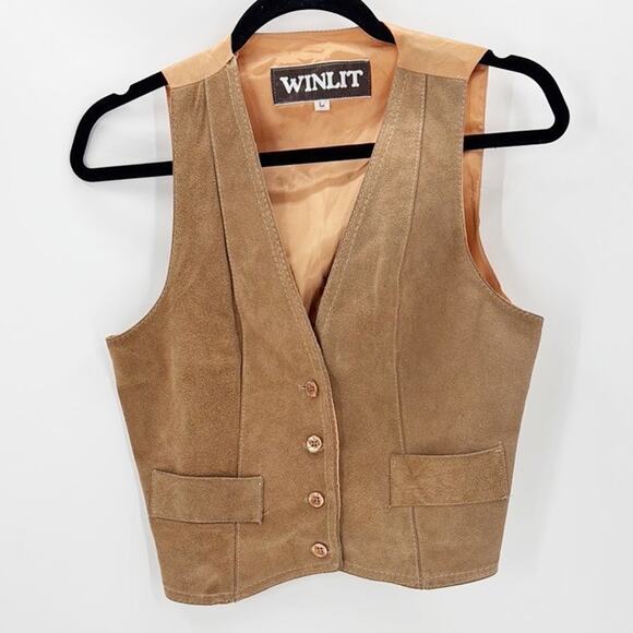 WINLIT Jackets & Blazers - Vintage WINLIT  Suede tan Vest size S western biker festival concert bohemian